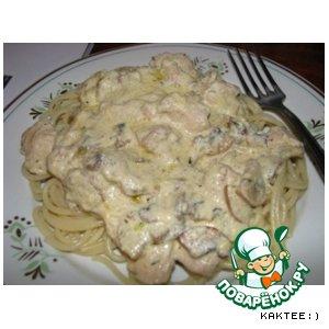 Рецепт: Спагетти с курицей и грибами