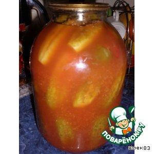 Рецепт: Огурцы консервированные в томатном соке