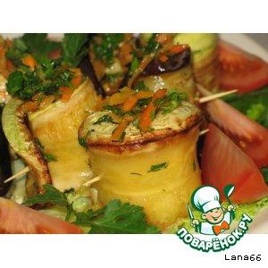 Рецепт: Баклажан и кабачок с морковкой по-корейски