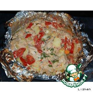 Рецепт: Филе индейки, запечeнное с овощами