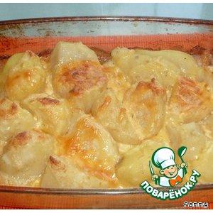 Рецепт: Печеный картофель под белым соусом