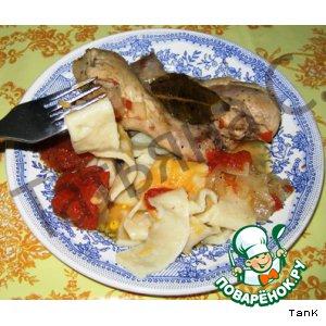 Рецепт: Курица в томате с домашней лапшой