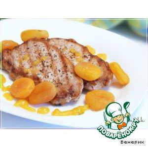 Рецепт: Мясо с курагой, под оригинальным медово-апельсиновым соусом