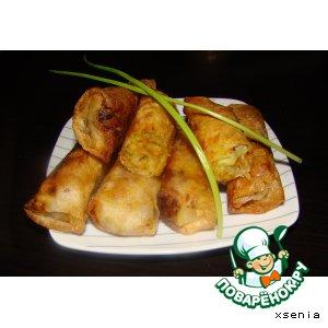 Рецепт: Пирожки с капустой "по-китайски" в рисовом листе