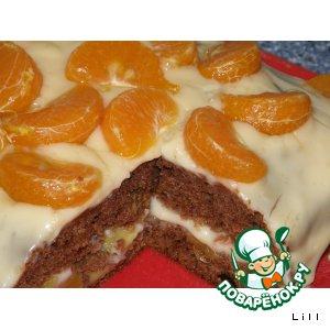 Рецепт: Бисквитный торт с фруктами и кремом из пудинга