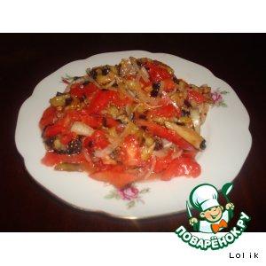 Рецепт: Салат из помидоров и жареных баклажанов