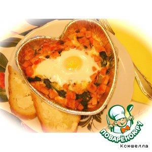 Рецепт: Запеченные яйца со шпинатом
