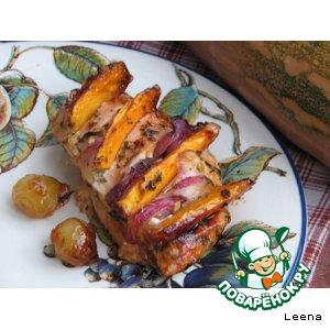 Рецепт: Куриная грудинка с карамелизированной тыквой в пряном маринаде