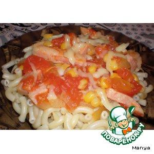 Рецепт: Макароны с ветчиной и томатным соусом