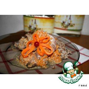 Рецепт: Куриная печень в сметано-тыквенном соусе
