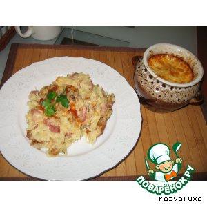 Рецепт: Картофельная бабка с грибами, сыром и грудинкой