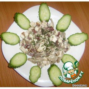 Рецепт: Тeпленький грибной салатик