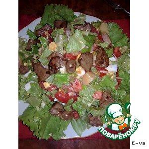 Рецепт: Тeплый салат с печенью кролика
