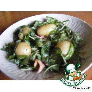 Рецепт: Теплый салат из шпината и молодого картофеля