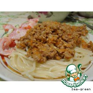 Рецепт: Спагетти под ароматным фаршем