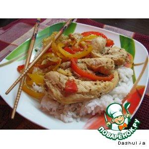 Рецепт: Овощи по-азиатски с курицей