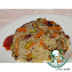 Рецепт: Постный рис с грибами и фисташками