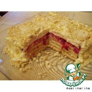 Рецепт: Вафельный торт  "Сладкоежка"