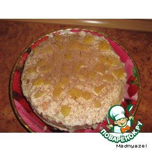 Рецепт: Классический французский бисквит со сметанным кремом и ананасами