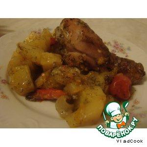 Рецепт: Сочное жаркое из курицы с овощами