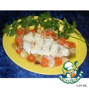 Рецепт: Гратэн из рыбы и овощей под соусом