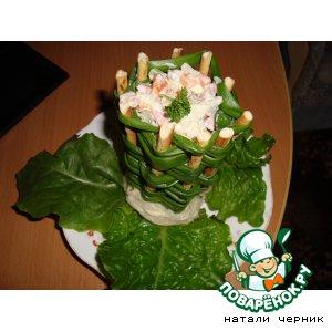 Рецепт: Луковая корзинка с салатом