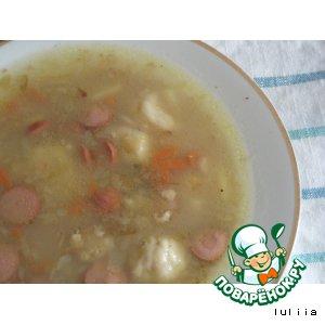 Рецепт: Овсяный суп с сосисками и сладкими галушками