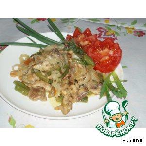 Рецепт: Рисовая лапша с курицей и креветками