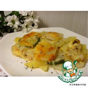 Рецепт: Картофель, запеченный с кабачком и тимьяном