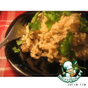 Рецепт: Бурый рис с сельдереем и грибами