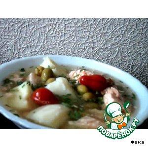 Рецепт: Суп рыбный с маринованными помидорками