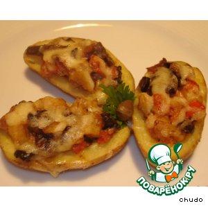 Рецепт: Картофельные лодочки, запеченные с белыми грибами