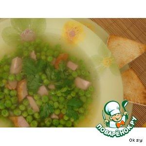 Рецепт: Суп из зеленого горошка и окорока