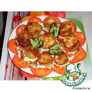 Рецепт: Башенки из кабачков с помидорами и чесноком
