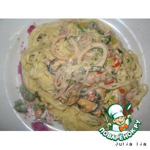 Рецепт: Спагетти с морепродуктами