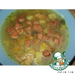 Рецепт: Суп гороховый с сосисками "Цветочки"