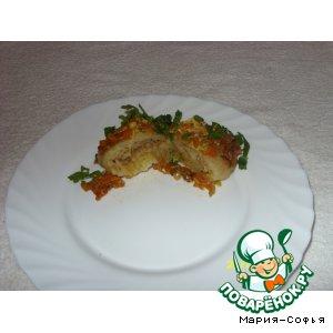 Рецепт: Гречнево-картофельные голубцы со шкварками