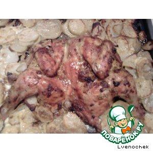 Рецепт: Цыпленок с картошкой, запеченный в духовке