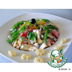 Рецепт: Макаронный салат с ветчиной и овощами