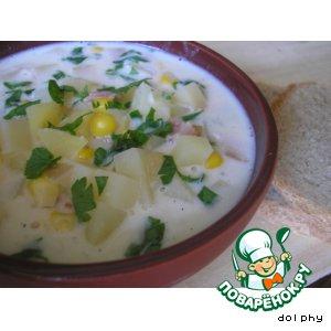 Рецепт: Суп с картошкой, кукурузой и беконом