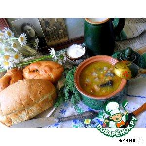 Рецепт: Грибной суп с перловкой и шкварками "Мишин суп"