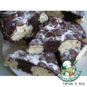 Рецепт: Шоколадный пирог с творожно-кокосовыми шариками