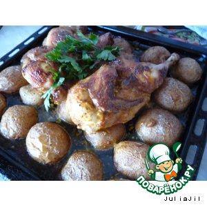 Рецепт: Курица, запечeнная с картофелем