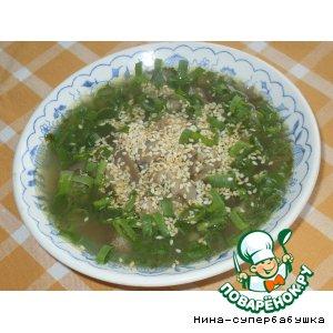 Рецепт: Суп с говядиной и рисовой вермишелью по-корейски