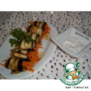 Рецепт: Баклажаны фаршированные морковью и соус к ним