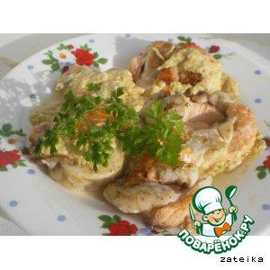 Рецепт: "Гнезда" из семги и сибаса в сливочном соусе