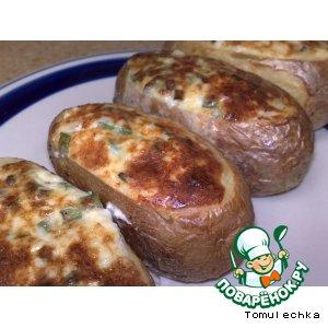 Рецепт: Картофельные лодочки, фаршированные сыром