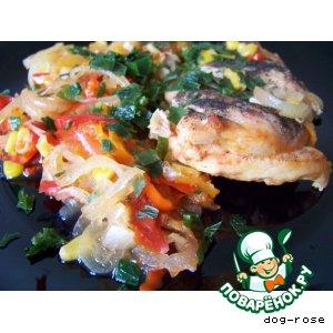 Рецепт: Куриное филе с овощами "Яркий мир"