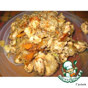 Рецепт: Медовая курица с фенхелем и овощами