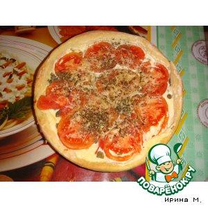 Пицца с сырным кремом и томатами